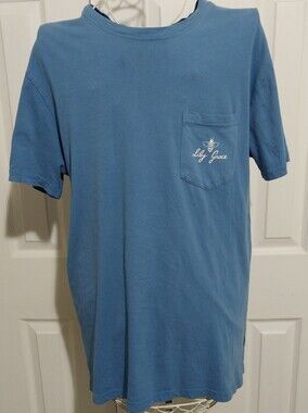 Lily Grace Women's Short-Sleeve Pocket Tee in Blue-Large-Mermaid in the Shade